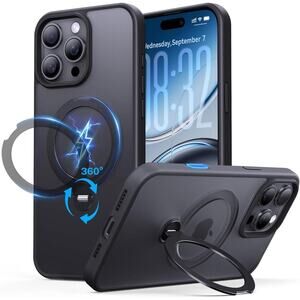 iPhone 16 Pro Max Case with Magnetic Stand - Black